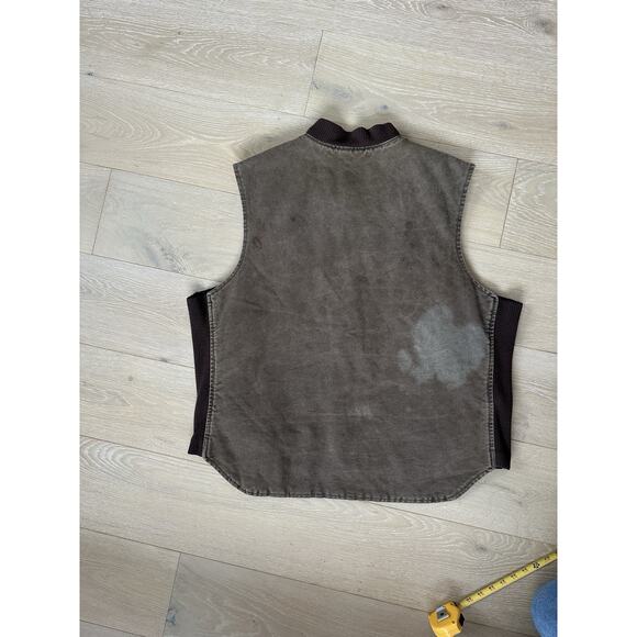 Vtg 90s Tough Duck Quilted Canvas Brown Activewear Vest Men XL Made In Canada - Picture 5 of 13